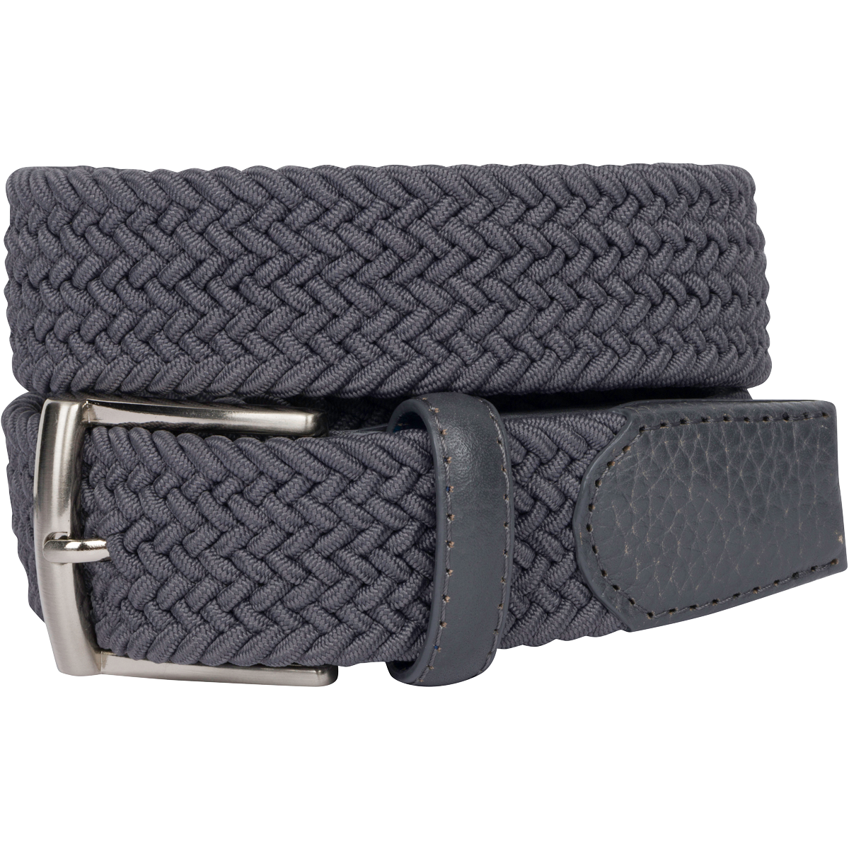 Solid Stretch Belt pebble grain leather tab detail