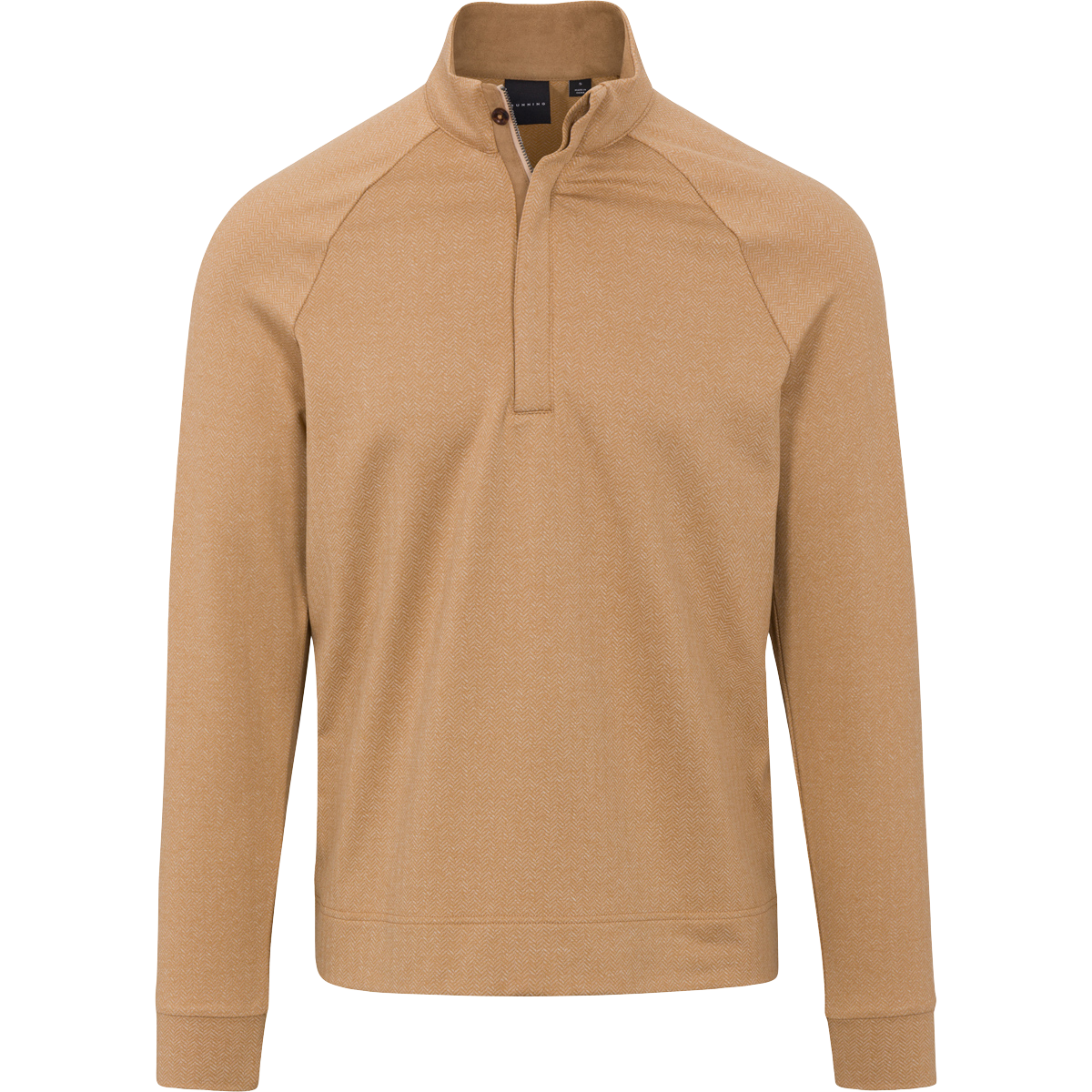 Brown long-sleeve shirt with a quarter-zip on a white background