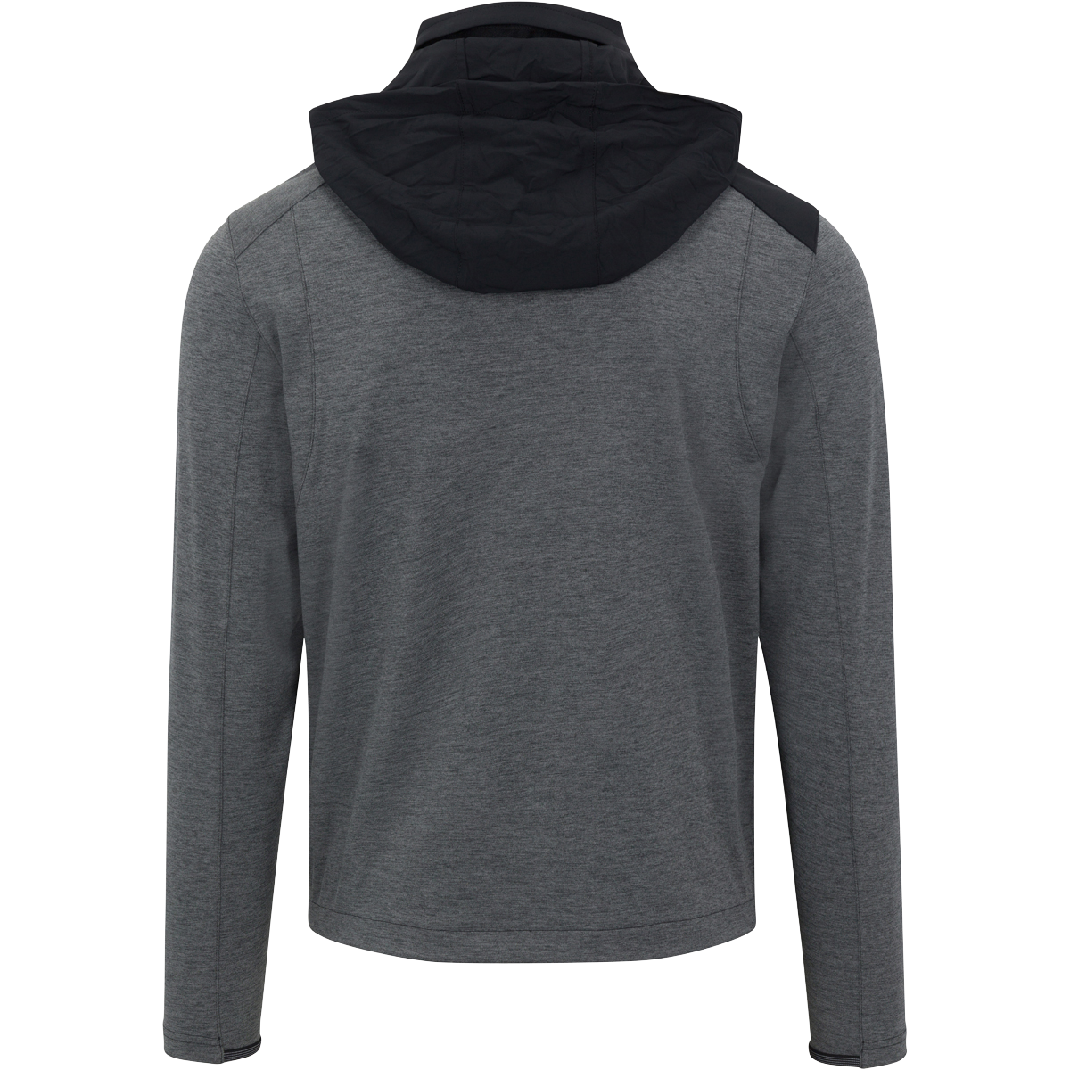 Gray hoodie with black hood on a white background