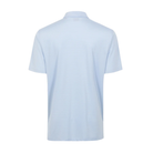 Helsby Pinstripe Jersey Performance Polo in Cashmere Blue with white pinstripes, back view