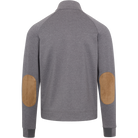 Gray jacket with brown elbow patches on a white background