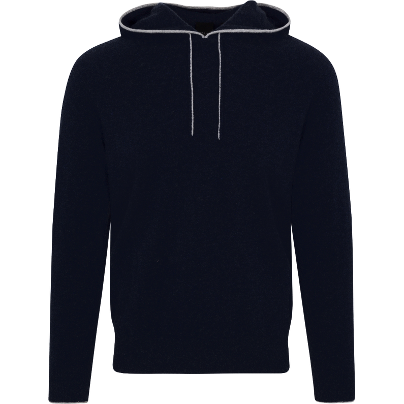 Campbell Tipped Cashmere Hoodie hood and neckline detail