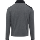 Gray half-zip pullover with black collar on a white background