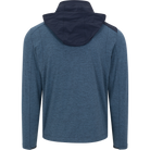 Blue hoodie with a dark hood on a white background