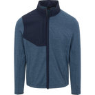 Blue jacket with a contrasting dark blue collar on a white background