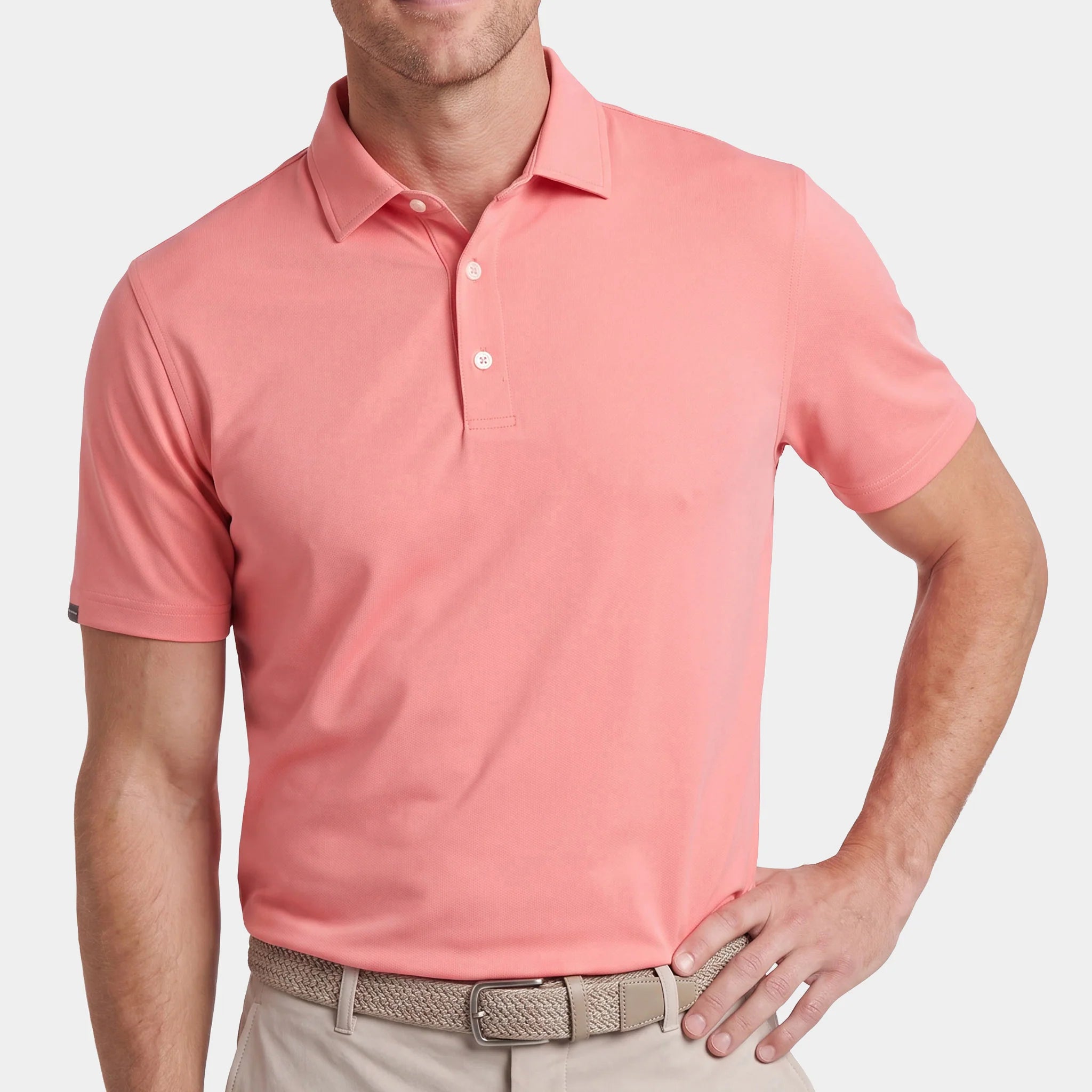 Quest Ventilated Performance Polo collar and button detail