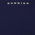 Navy blue background with 'Dunning' text in white