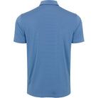 Helsby Pinstripe Jersey Performance Polo in blue with white pinstripes, back view