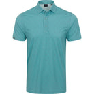 Teal polo shirt with a subtle pattern on a white background
