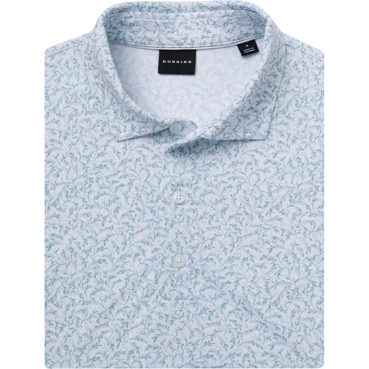 Light blue patterned shirt with a collar on a white background