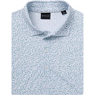 Light blue patterned shirt with a collar on a white background