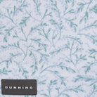 Textile with floral pattern and Dunning label on a light blue background