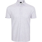 White polo shirt with subtle pattern on a white background