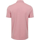Pink and white striped polo shirt on a white background