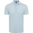 Light blue striped polo shirt on a white background