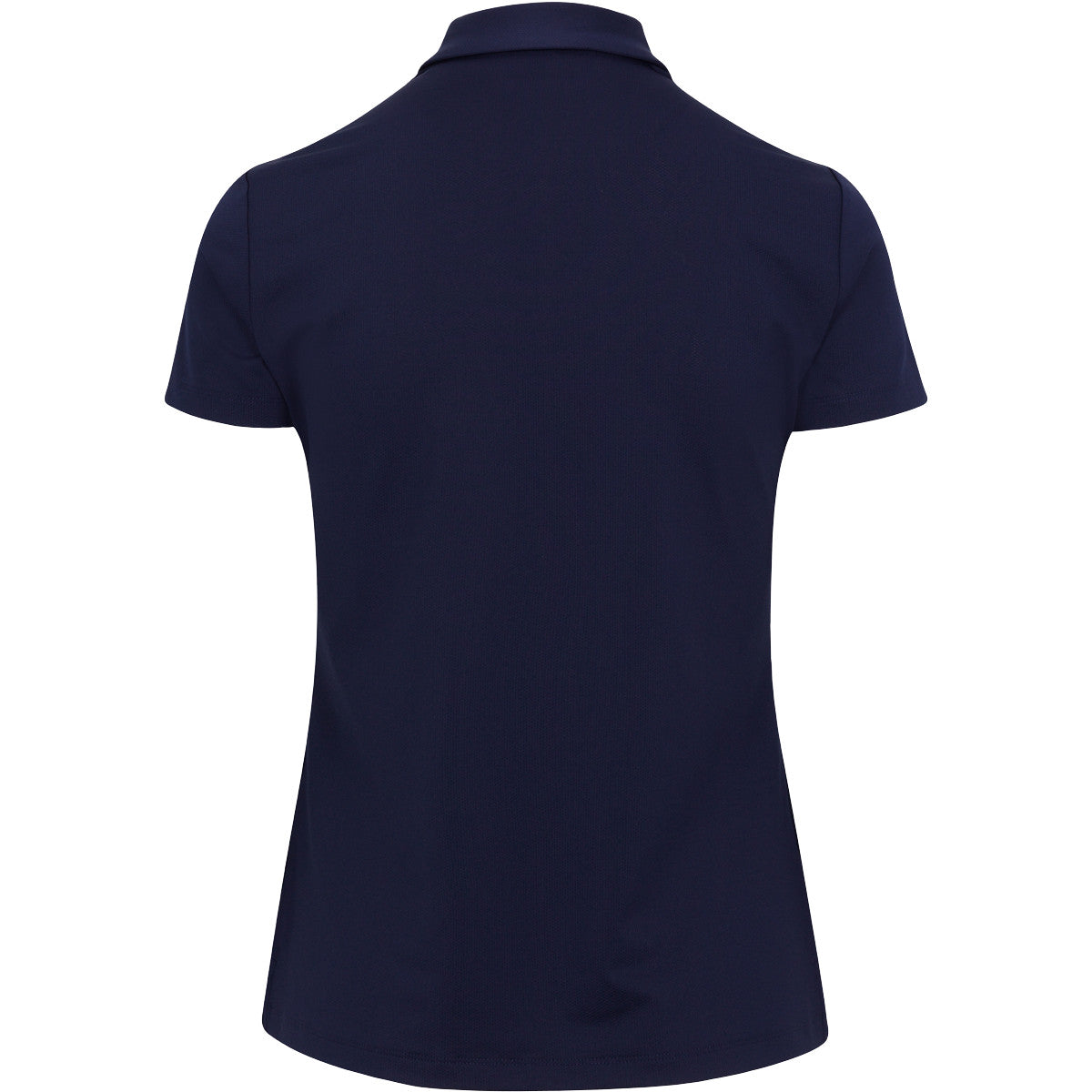 Navy blue polo shirt on a white background
