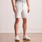 Player Fit Woven 9" Short in microchip, front view on model