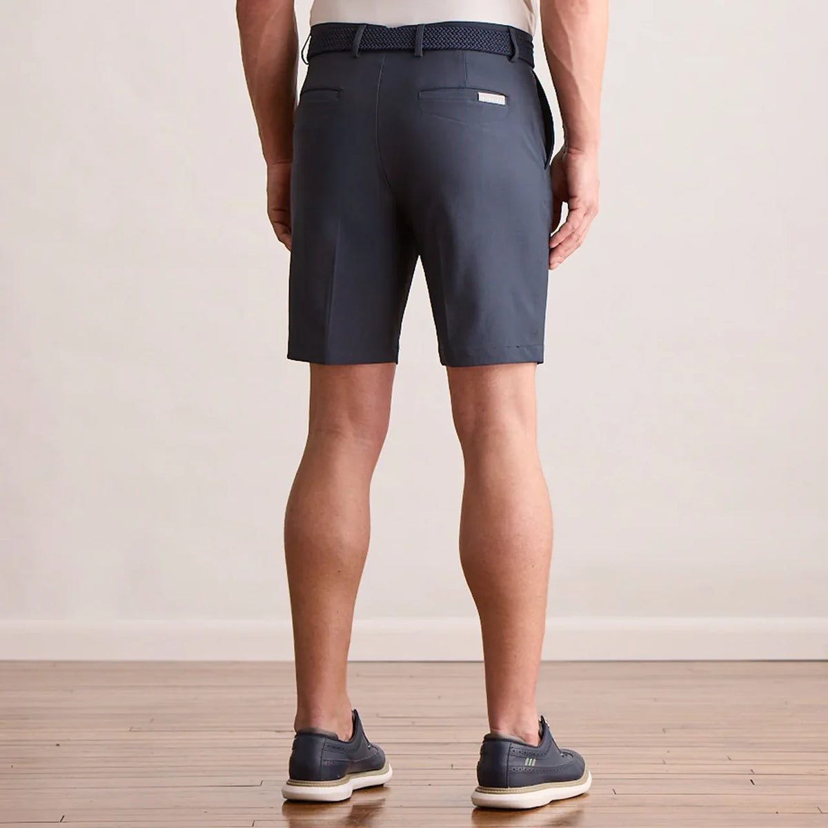 Player Fit Woven 9" Short in halo, back view on model