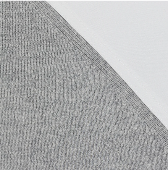 Player Wind Sweater in Microchip grey, knit fabric and shoulder panel detail