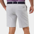 Player Fit Woven 9" Short in microchip, back view on model