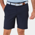 Player Fit Woven 9" Short in halo, front detail on model