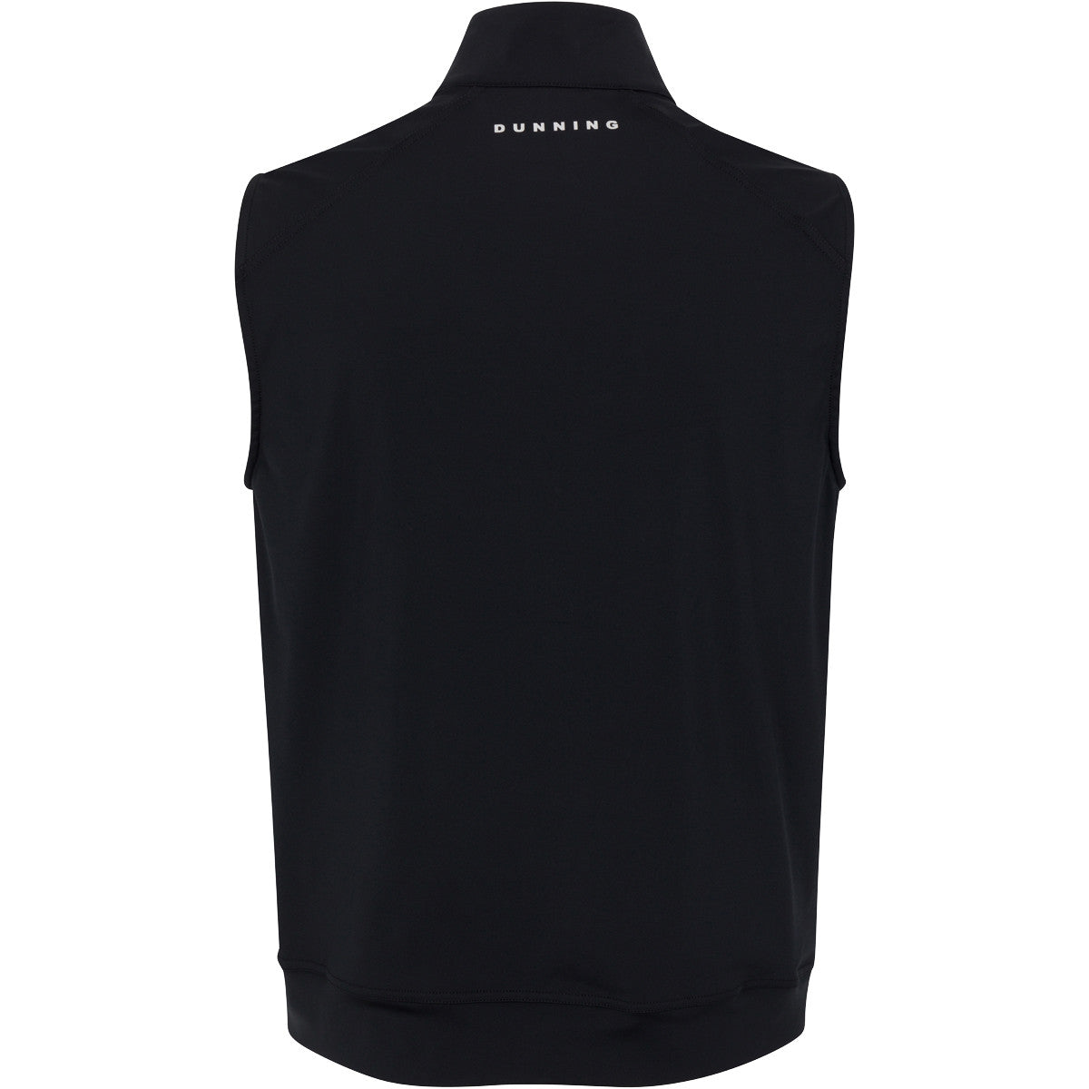 Black sleeveless vest with 'Dunning' branding on a white background