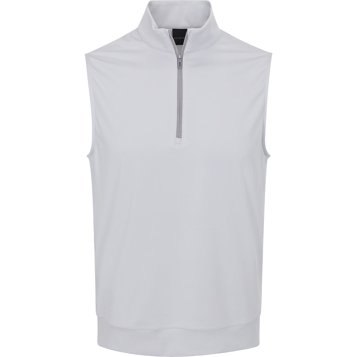 Light gray sleeveless vest with a quarter zip on a white background