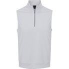 Light gray sleeveless vest with a quarter zip on a white background